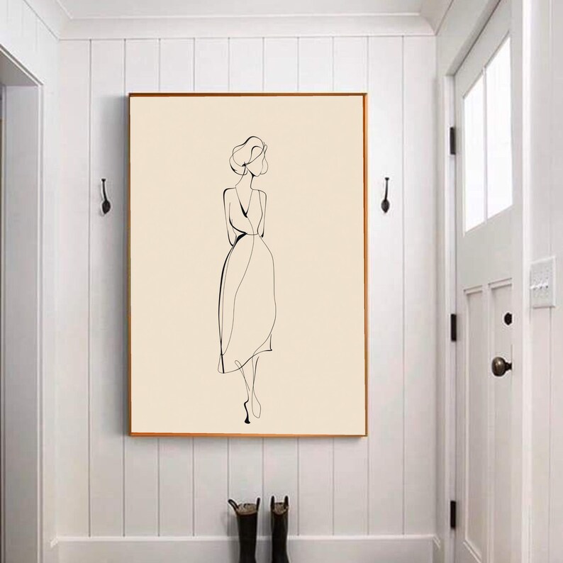 Minimalist Woman Line Art Canvas, Abstract Female Figure Wall Art ...