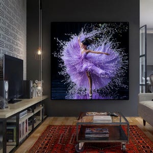 Ballet girl Art, Ballerina Nursery Decor, purple Girl&#39;s Room Ballet Dancer Painting, Ballerina Print