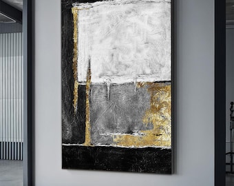Modern abstract canvas wall art with gold and white detail, modern abstract poster,wall art