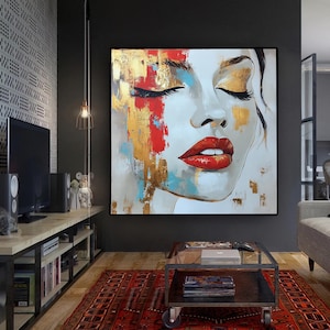 Woman Portrait Wall Art, Woman Poster, Woman Canvas, Abstract Woman Wall Art, Woman Print, Woman Painting