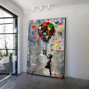 Banksy Graffiti Ballon Mädchen Wandkunst, Ballon Graffiti Leinwand, Straßenkunst Kinder Malerei, Banksy Ballon Druck
