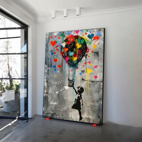 Banksy Graffiti Balloon Girl Wall Art, Balloon Graffiti Canvas