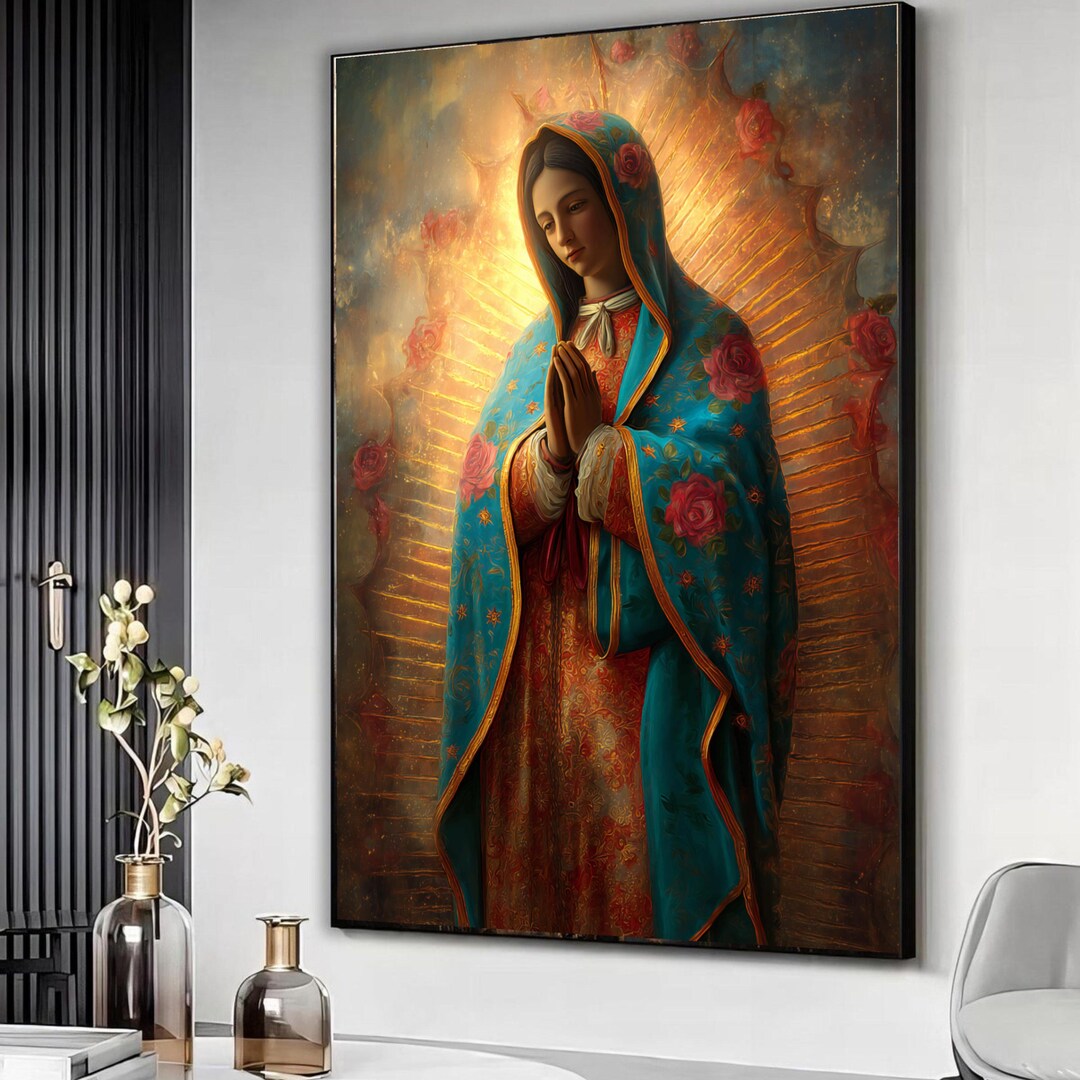 Virgin Mary Canvas Wall Art, Religious Prayer Artwork, Catholic Decor ...