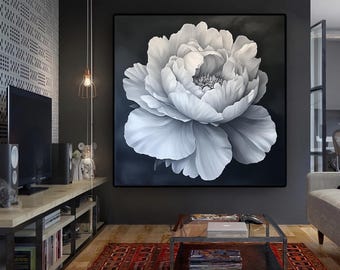 Black Floral Print, Floral Farmhouse Wall Art, Vintage Flower Print, Black Wall Decor, Country Home Decor
