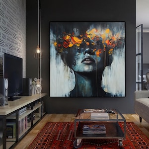 African Art Canvas, Abstract Art African Woman Colorful Abstract Canvas, Picture Wall Art Decoration