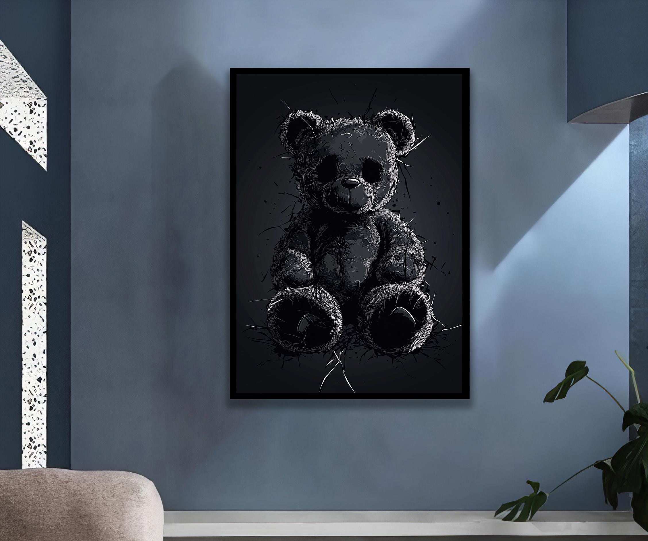 テディベアバンクシーキャンバス絵画、クマの壁アート、 - Etsy 日本