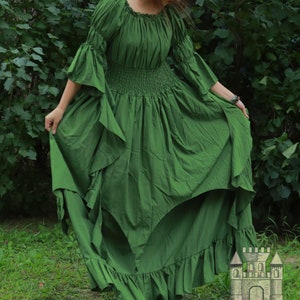 Green Milkmaid Dress - Victorian Dress For Women, Green Medieval Dress ,Ren Faire Costume For Women, Peasant Dress, Renaissance faire Dress