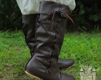 Renaissance PU Leather Boots: Medieval LARP Cosplay Shoes