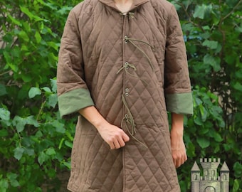 Medieval Infantry Light Armor Gambeson Jacket – Brown Quilted Padded Tunic, Authentic Historical Reenactment Costume, LARP Costume