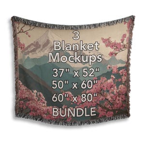 Woven Blanket Mockup Bundle Jacquard Fringed Blanket Canva Mockup Photoshop Blanket Fringe Woven Thrown Blanket Mockup