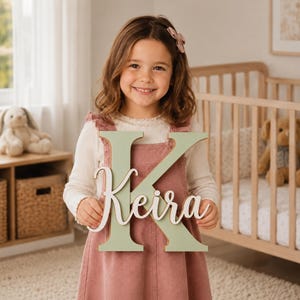 Large Wooden Initial Name Sign,Personalized Nursery Decor, Custom Wood Letter Wall Art, Baby Name Sign for Kids Room, Baby Shower Gift