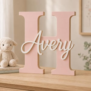 Personalisierte hölzerne Initiale Namensschild, individuelle hölzerne große Buchstabe Zeichen, Kinderzimmer Name Dekor, Kinderzimmer Wandkunst, Kinder Schlafzimmer Dekor, Baby Geschenk