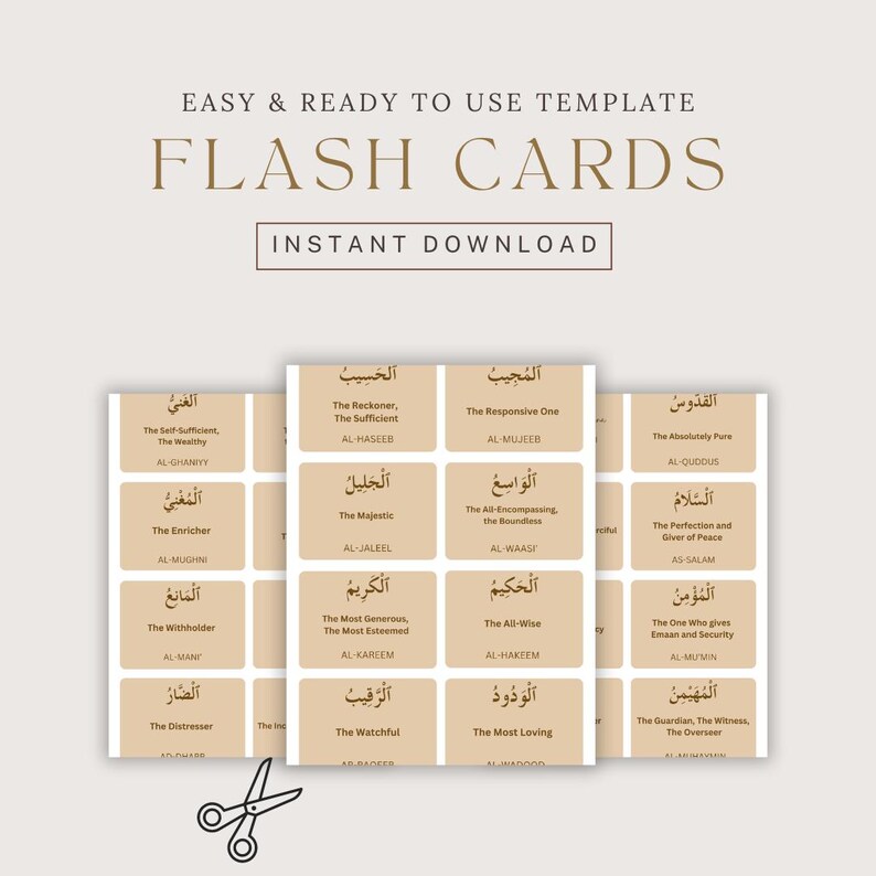 99 Names of Allah Printable Double Sided flash Cards - Etsy