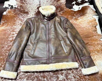 RAF B3 Bomber Jacket | Brown Shearling Lambskin Leather Aviator Coat