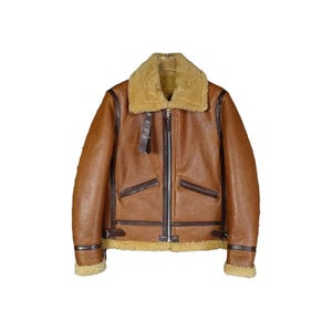 Men&#39;s Brown Lambskin Leather RAF Aviator Bomber Jacket