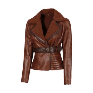 Handmade Lambskin Leather Bomber Jacket: Shearling Fur Aviator Coat