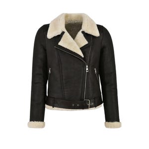 Shearling Fur Bomber Leather Jacket: Sheepskin RAF Aviator Style