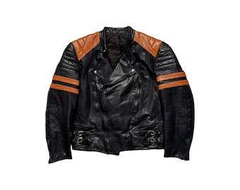 Vintage Two-tone Leather Motorcycle Jacket – Bristol 1970s Cafe