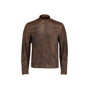 Blouson en cuir véritable effet vieilli marron moto Cafe Racer rétro vintage, veste en cuir véritable mode motard pour hommes, cadeau pour lui