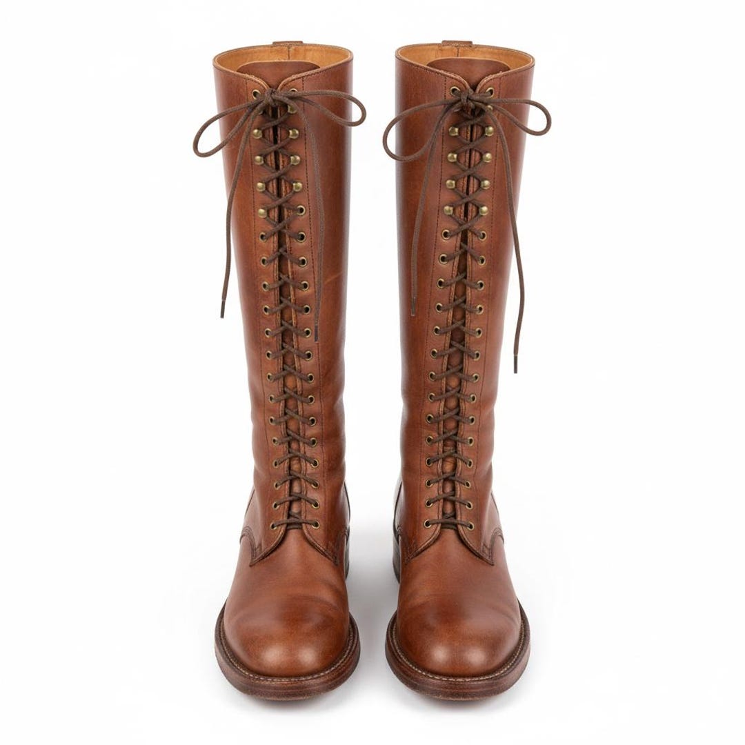 Handmade Vintage Brown Leather Lace-up Equestrian Riding Boots - Etsy