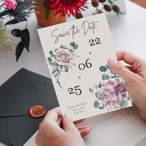 Save the date Vorlage, Hochzeit, Soft Botanical Einladung, 5x7 Zoll, CANVA, DOWNLOAD, EDITIERBAR