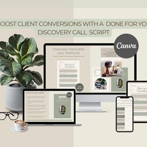 Coaching Discovery Call Template | Canva Coaching Worksheets | Coaching Resources | DFY Life Coach Tools for Client Intake Enrolment