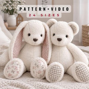 Memory Bear Pattern PDF, Teddy & Bunny Sewing Pattern with Video Tutorial, Digital Download