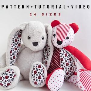 Modello di orso della memoria e modello di cucito del coniglietto pdf, modello di orsacchiotto, modello di cucito di peluche, modello di orso commemorativo, orsetto ricordo fai da te