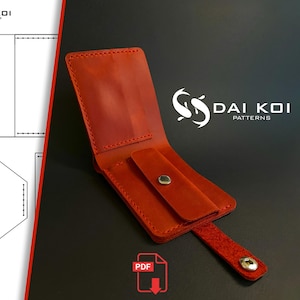 Patrón de billetera de cuero plegable con monedero / Plantilla PDF / Patrón de costura DIY para billetera unisex hecha a mano
