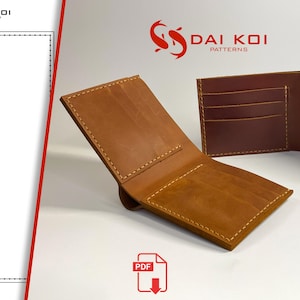 Patrón de billetera de cuero plegable / Plantilla PDF / Patrón de costura DIY para billetera unisex hecha a mano
