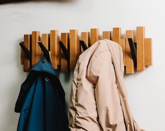 Wood Coat Hook, Valentines Day Gift, Piano Wall Hook, Bog Oak Rack, Entryway Organizer