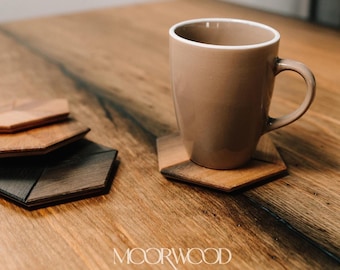 Wooden Coasters, Whiskey Gift Coasters Set, Custom Table Cup Holder, Bog Oak Drink Coaster, Table Decor, Fathers Day Gift