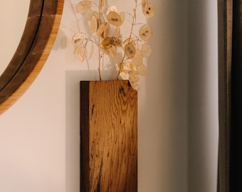 Vaso da parete in rovere di palude, porta piante in legno, arredamento rustico