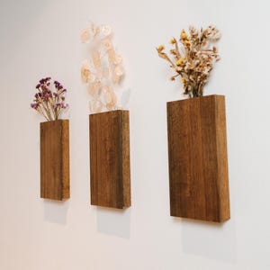 Versandfertig Muttertagsgeschenk Wandvase Holzwand Pflanzgefäße, Hängevase Wabisabi Wandpflanzentasche, handgefertigte Holzvase