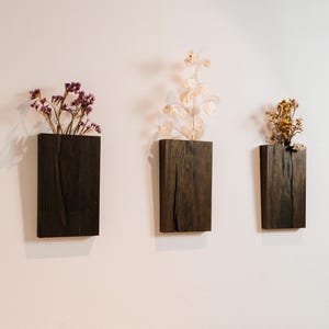 Wandvase Schwarz Holzwand Taschen Bauernhaus Wandbehang Wandvasen Für Blumen Eiche Pflanzenhalter Lang Holz Schwarz Wandvase 12 Zoll
