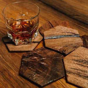 Bog Oak Wooden Coasters Epoxy Resin Whiskey Gift, Epoxy Coasters Set Table Cup Holder Wood Drink Coasters, Anniversary Gift For Him