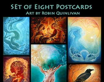 Postcards - Set of Eight Mini Art Prints - Art by Robin Quinlivan