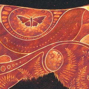 Fox print 11x14 art print of oil pastel etching totem animal shaman pagan goddess art vulpecula constellation image 2