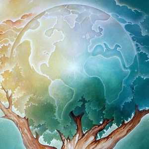 Earth Tree 11x14 tree of life art print of painting earth | Etsy