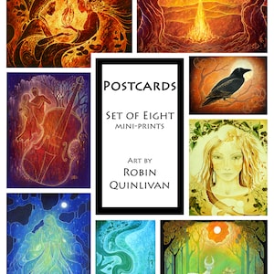 Postcards Set of Eight Mini Art Prints Art by Robin Quinlivan Spectrum Pack image 1