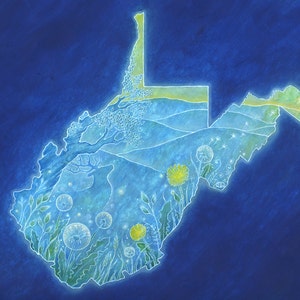 West Virginia - Art Print - Oil Pastel Etching