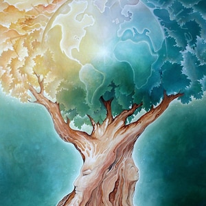 Arbre de la terre 8 x 10 arbre de vie impression d'art de la peinture déesse de la terre gaia esprit mythologie eco art image 1