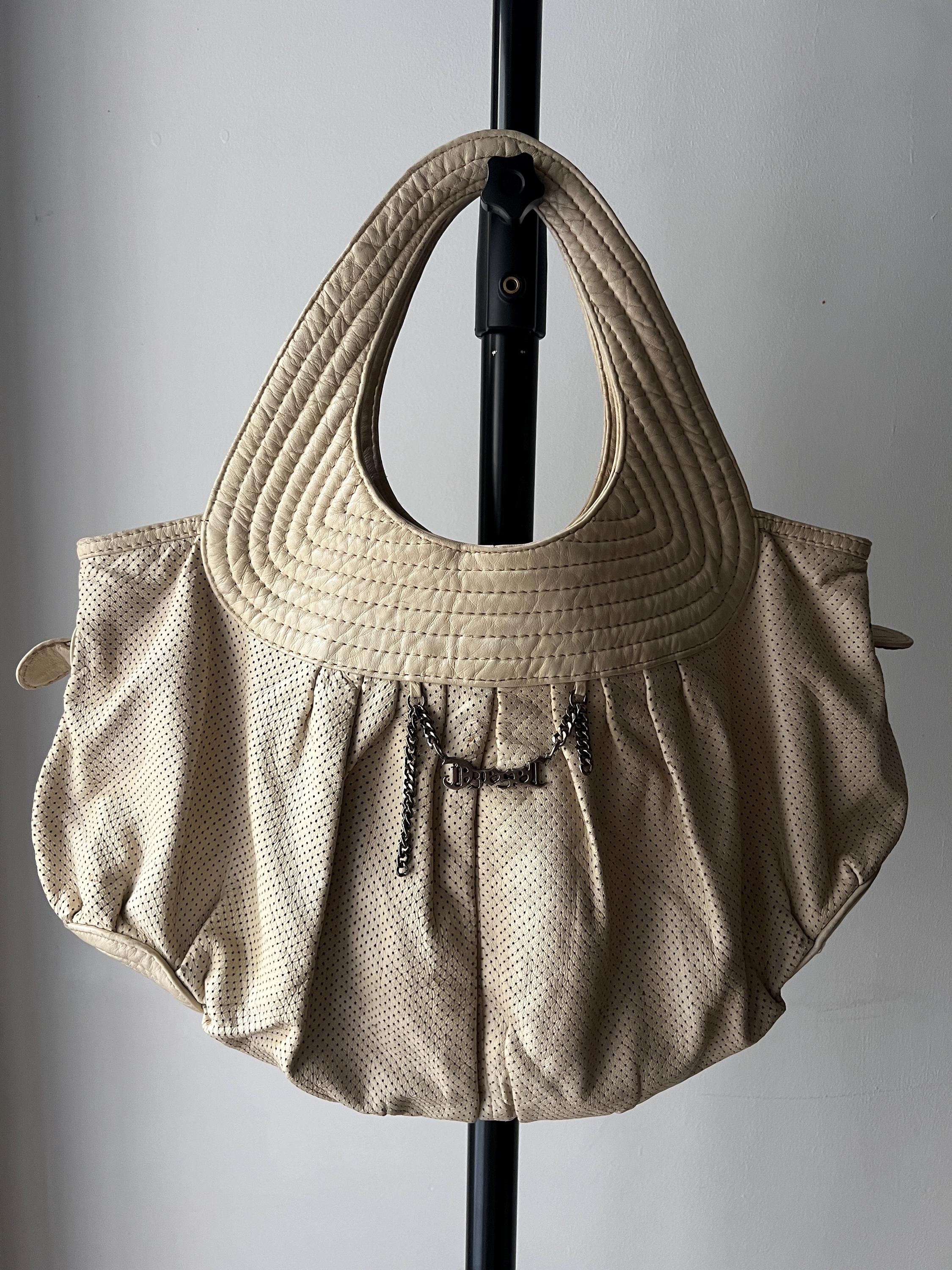 Diesel Shoulder Bag Cream Beige – Vintage Archive Leather