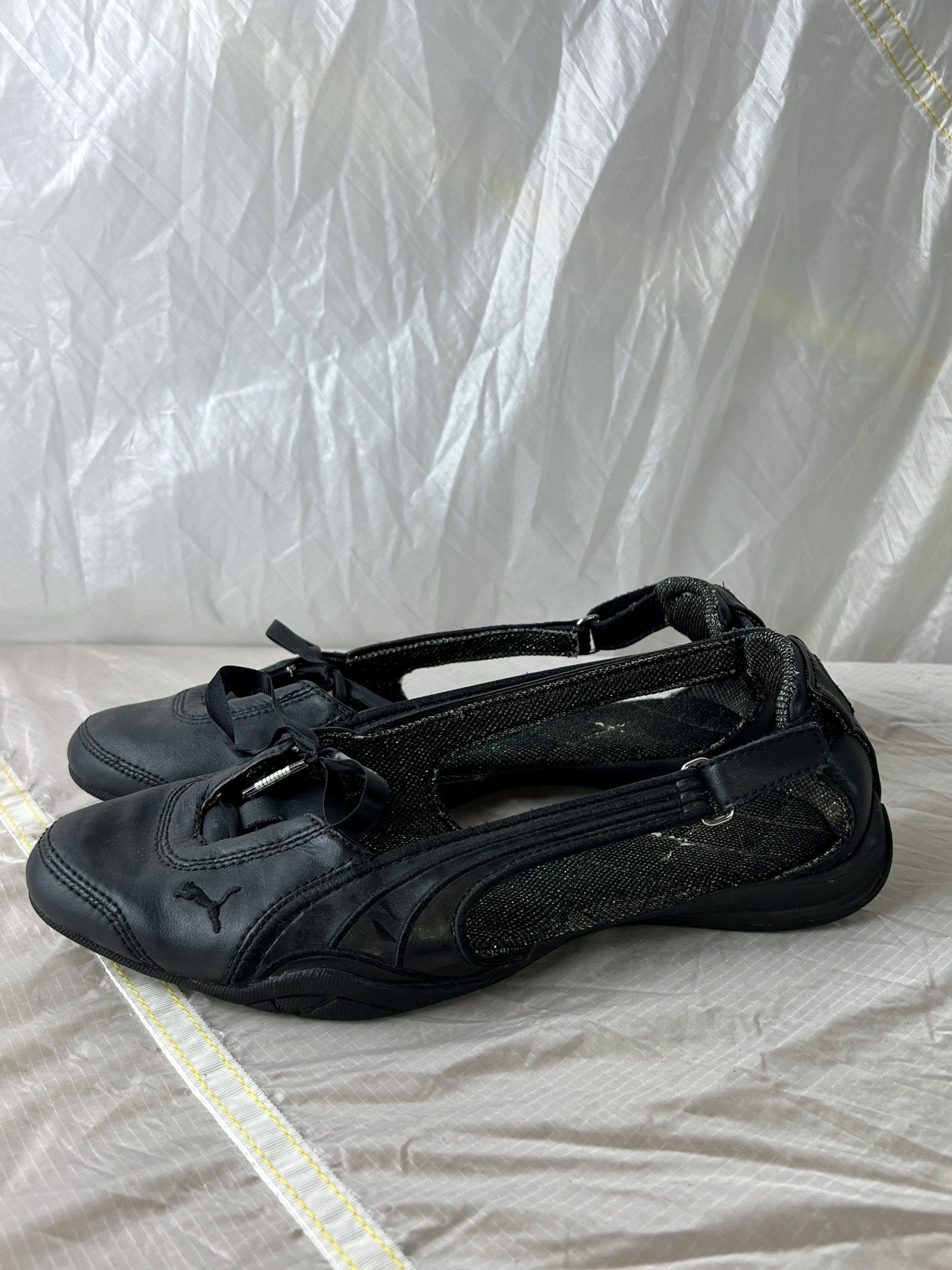 靴 puma 00s ballet shoes Vintage puma ballet core flats moto lacing 00s