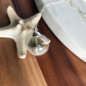 Sterling Silver Beach Bubble Necklace w/ Real Starfish, Sea Glass, Sand and Shells Beaches of 30-A Handmade Necklace One of a Kind Gift image 9