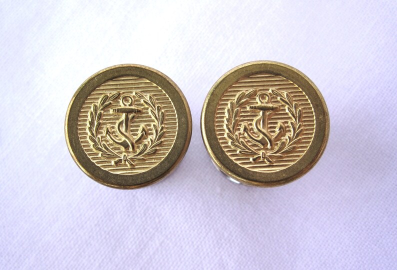 Pair of Gold Embossed Nautical Anchor Plugs Handmade Girly Gauges 0g, 00g, 7/16, 1/2, 9/16, 5/8 8mm, 10mm, 11mm, 12mm, 14mm, 16mm image 1