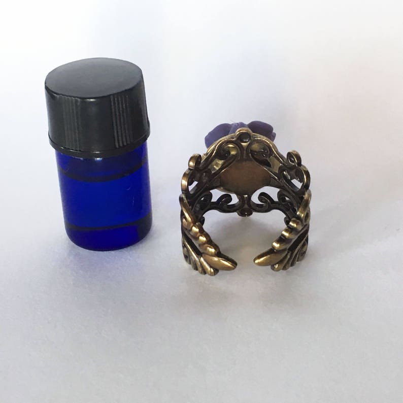 Brass Filigree and Flower Aromatherapy Diffuser Ring Etsy