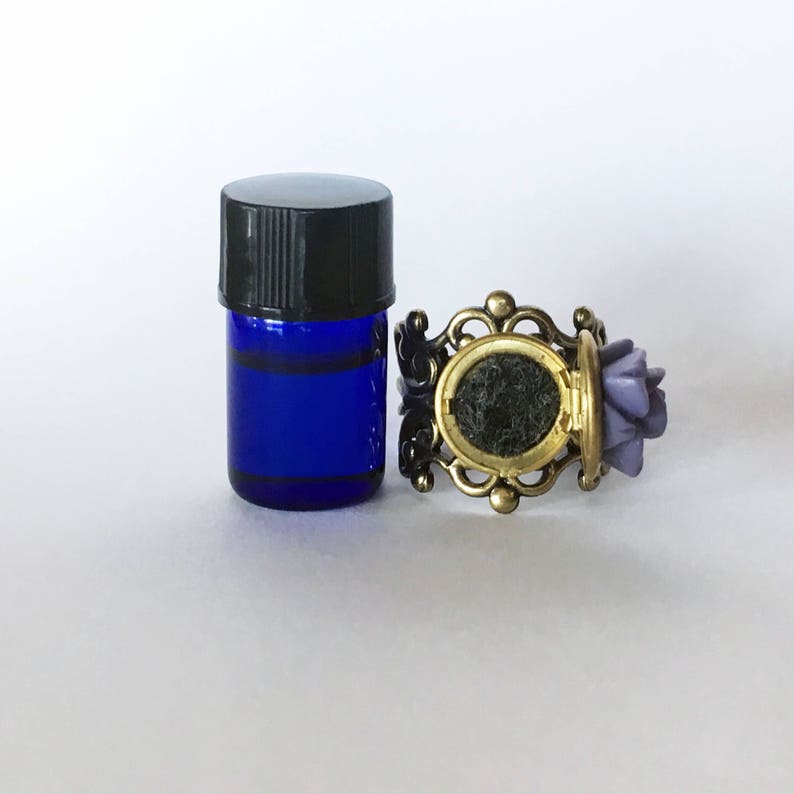 Brass Filigree and Flower Aromatherapy Diffuser Ring Etsy