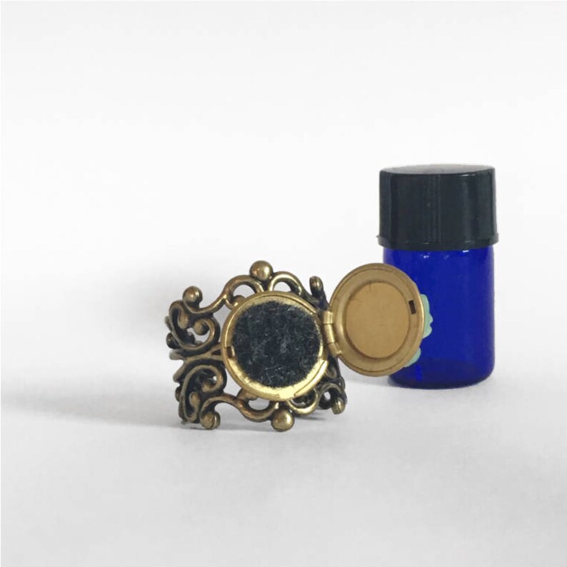 Brass Filigree and Flower Aromatherapy Diffuser Ring Etsy