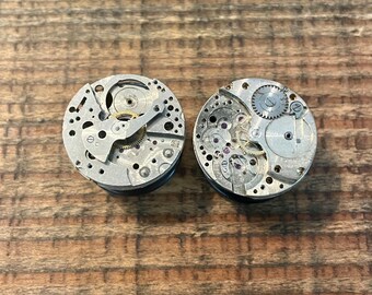 Pair of One of a Kind 3/4" (19mm) Steampunk Plugs - Antique Watch Movement - Steam Punk Gauges - Handmade OOAK - 3/4" - 19mm